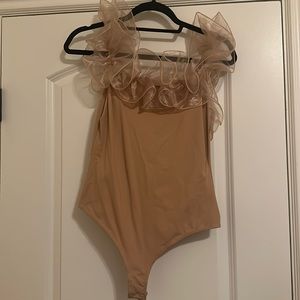 Free People nude ruffled bodysuit